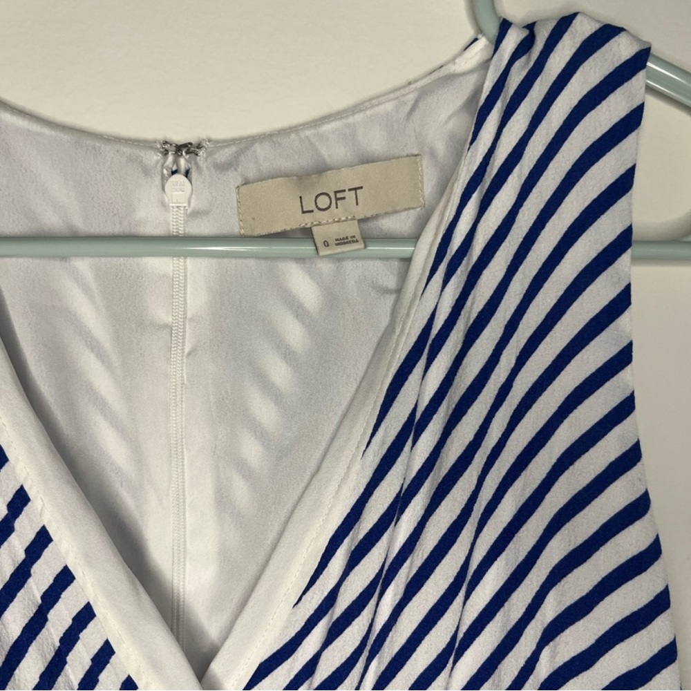 Loft - Blue and White Striped Dress - Size 0 - Picture 4 of 9
